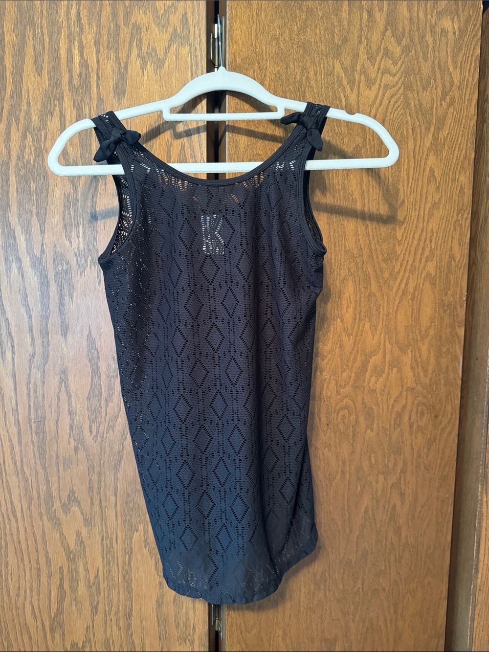 Art class Black Eyelet Tank with Bow Shoulder Ties